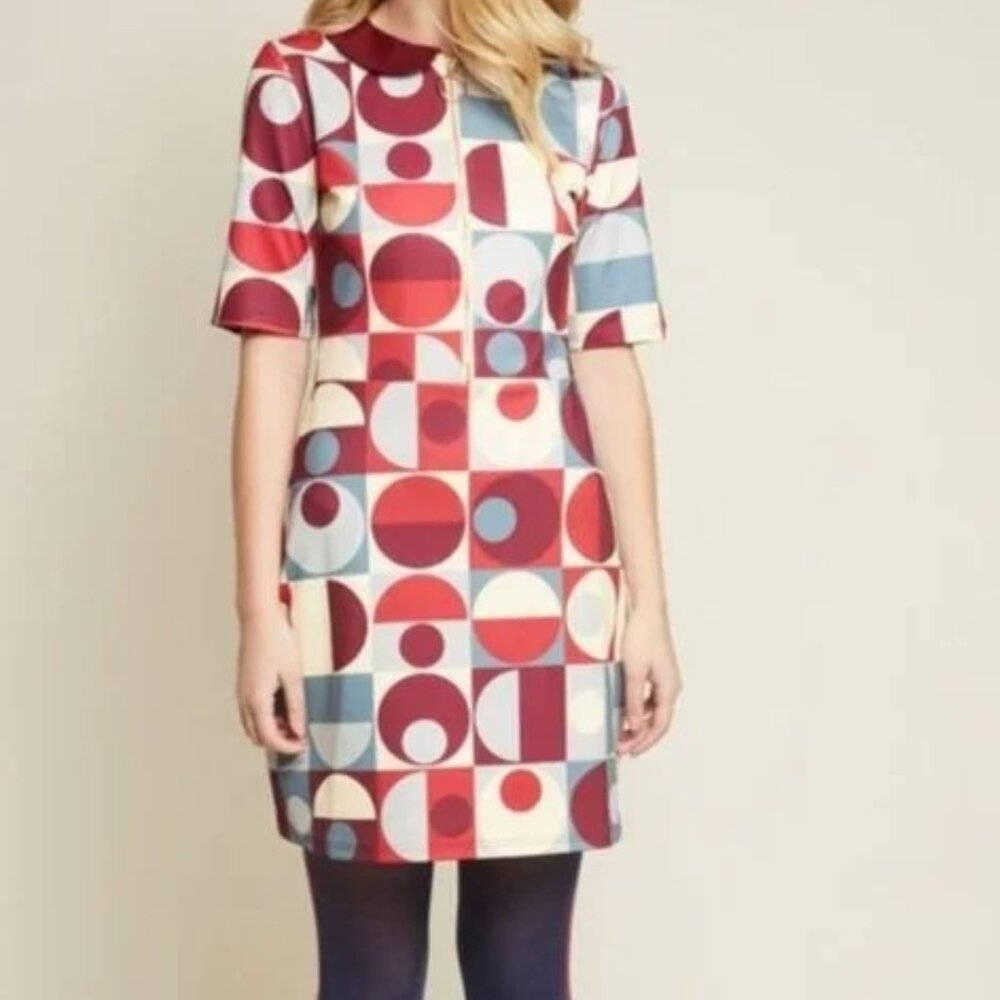 Modcloth Banned Retro Collared Short Sleeve Dress